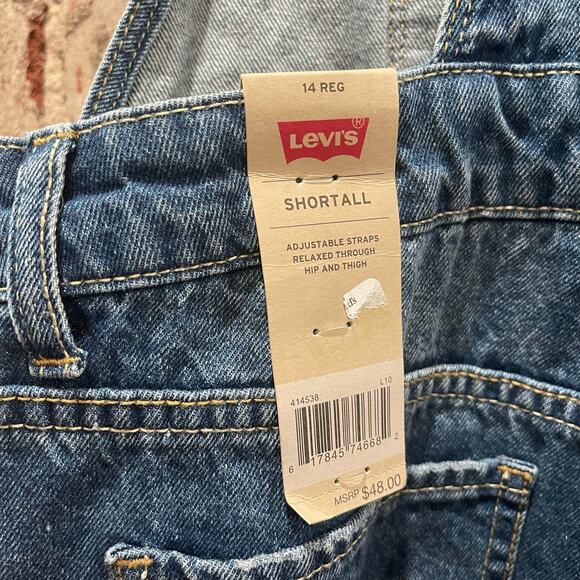 NWT Levi's Girls Shortalls Blue Denim Overall Size 14 Reg - Picture 7 of 12